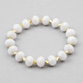 Boheems gefacetteerd damesarmbandje met witte en goudkleurige kralen ontwerp - Wit (BC329-5)