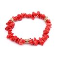 Handmade beaded bracelet with irregular red crystal stones and gold rhinestone spacers - Red (BC338-2)