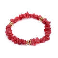 Elastic beaded bracelet with natural red stones and sparkling gold crystal spacers - Bright Red (BC338-4)