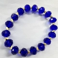 Boheems gefacetteerd kristallen armband in marineblauw met gouden metalen kralen - Donkerblauw (BC329-11)