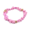 Pink irregular natural stone beaded bracelet with gold rhinestone spacers - Light Pink (BC338-7)
