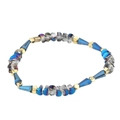 Elegant beaded bracelet with blue crystal cones and golden geometric spacers on white background - Blue/Gold (BC405-1)