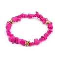 Handmade rose red natural stone beaded bracelet with gold plated crystal spacers - Rose Red (BC338-8)