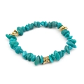 Handmade beaded bracelet with irregular turquoise stones and golden rhinestone accents - Turquoise (BC338-13)
