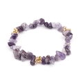 Elastic beaded bracelet with irregular purple amethyst stones and gold spacers - Light Purple (BC338-19)