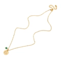 Goldene Edelstahlkette mit Krebs Sternzeichen Anhänger und grüner Perle für Damen - Gold Krebs (NKS259-4)