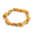 Irregular natural yellow crystal stone beaded bracelet with golden rhinestone spacers - Light Yellow (BC338-21)