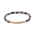 Beaded crystal bracelet with purple faceted beads and gold twisted tube element - Iridescent Purple Gray (BC328-3)