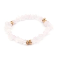 Handmade bracelet with irregular pink quartz stone beads and gold-plated rhinestone rings - Light Pink (BC338-23)