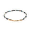 Beaded bracelet with dark grey faceted teardrop crystals and gold twisted metal bar - Metallic Dark Gray (BC328-4)
