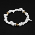 Elastic beaded bracelet with irregular white turquoise stones and gold crystal spacers - Textured White (BC338-24)