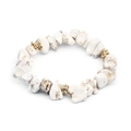 Irregular white turquoise beaded bracelet with gold rhinestone spacers on white background - Textured White (BC338-26)