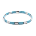 Damen Tila-Perlenarmband mit hellblauen und silbernen rechteckigen Perlen im Geo-Stil - Hellblau und Silber (BC332-1)