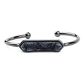 Minimalistisches schwarz beschichtetes Armband mit sechseckigem dunkelgrauem Druzy Stein - Gunmetal With Gray Druzy