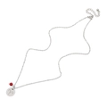 Collier signe Bélier en acier inoxydable argenté avec perle rouge et pendentif rond - Bélier Argenté (NKS259-13)