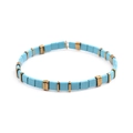 Skyblaues und goldenes Tila-Perlenarmband mit mattem Finish und Metall-Abstandshalter - Himmelblau und Gold (BC332-2)