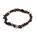 Deep red garnet stone elastic bracelet with gold rhinestone spacers and natural crystals - Dark Maroon (BC338-30)