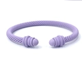 Detailed view of light purple matte cable twisted open bracelet with spherical ends - Light Purple