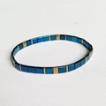 Handgefertigtes Miyuki Tila Armband mit quadratischen Perlen in Dunkelblau und Gold - Dunkelblau und Gold (BC332-3)