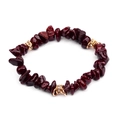 Irregular dark red natural stone bead bracelet with gold rhinestone spacers - Dark Red (BC338-31)