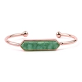 Bracciale rigido aperto oro rosa con pietra druzy esagonale verde dallo stile minimalista - Rose Gold With Green Druzy