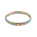 Handmade Miyuki Tila bead bracelet with colorful metallic beads and golden spacers - Rainbow and Gold (BC332-5)