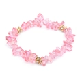 Pink natural irregular stone beaded bracelet with gold zircon spacer accents - Soft Pink (BC338-6)