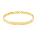 Bohemian tila bead bracelet with alternating gold metal and white enamel square tiles - White and Gold (BC332-7)