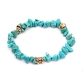 Irregular blue-green natural stone beaded bracelet with gold rhinestone spacers - Turquoise Green (BC338-12)