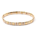 Handmade Miyuki Tila bead bracelet with alternating gold and silver square metal tiles - Gold and Silver (BC332-8)