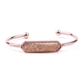Bracciale rigido aperto oro rosa con intarsio esagonale in pietra druzy naturale - Rose Gold With Champagne Druzy