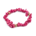 Handmade stretch bracelet with rose red natural stones and gold rhinestone spacers - Rose Red (BC338-10)