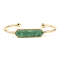 Bracciale rigido aperto dorato minimalista con pietra druzy verde di forma esagonale - Gold With Light Green Druzy