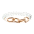 Elegantes Armband aus klaren facettierten Kristallperlen mit roségoldenen Kettengliedern - Transparent