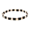 Handmade Miyuki Tila bead bracelet featuring black, white, and gold metallic squares - Black White and Gold (BC332-12)