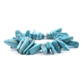 Elastische armband van onregelmatige blauwgroene turkooisstenen met gouden kraal - Blauwgrijs Turquoise (BC302-8)