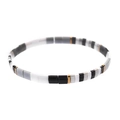 Handmade Miyuki Tila bead bracelet featuring black, white, grey and gold rectangular beads - Black White Gray Gold (BC332-13)