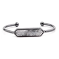 Bracciale rigido regolabile in rame nero con gemma esagonale in druzy per donna - Black With White Druzy