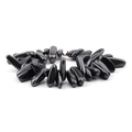 Gepolijste zwarte hematietsteen armband met een roségouden geometrische kraal - Metalen Zwarte Steen (BC302-11)