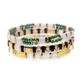 Three-layer Miyuki Tila beaded bracelet set in multicolor boho style for women - Black White Gold Green Mix (BCSET301-2)