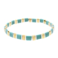 Handmade Miyuki Tila bead bracelet in turquoise and gold finish bohemian style - Turquoise Gold Silver (BC332-18)