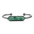 Bracciale rigido regolabile in metallo nero con intarsio in pietra druzy verde - Black With Light Green Druzy