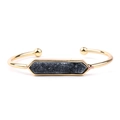 Elegante bracciale rigido aperto dorato con inserto in pietra Druzy naturale grigio scuro - Gold With Black Druzy