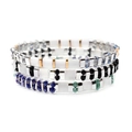 Handmade Miyuki Tila bead bracelet set in black and white bohemian style layers - Blue Green White Mix (BCSET301-3)