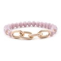Elegant gold chain bracelet with faceted lavender crystal beads and golden rings - Lavender