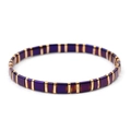Handmade Miyuki Tila bead bracelet with metallic purple tiles and golden spacers - Purple and Gold (BC332-20)