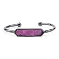 Bracciale aperto in metallo nero con pietra di cristallo druzy viola esagonale - Black With Rose Red Druzy