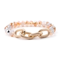 Elegant gold chain bracelet featuring champagne faceted beads and interlocking matte rings - Champagne