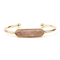 Bracciale rigido dorato regolabile con pietra druzy marrone chiaro esagonale - Gold With Champagne Druzy
