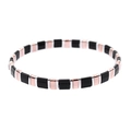 Handmade Miyuki Tila bead bracelet featuring black, rose gold, and silver tile beads - Black Silver Rose Gold (BC332-23)